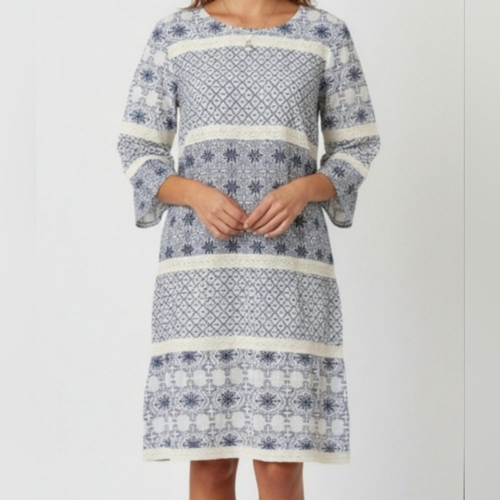Velvet Graham & Spencer Boho Embroidered Dress Boho Floral Jaipur Lightweight XS